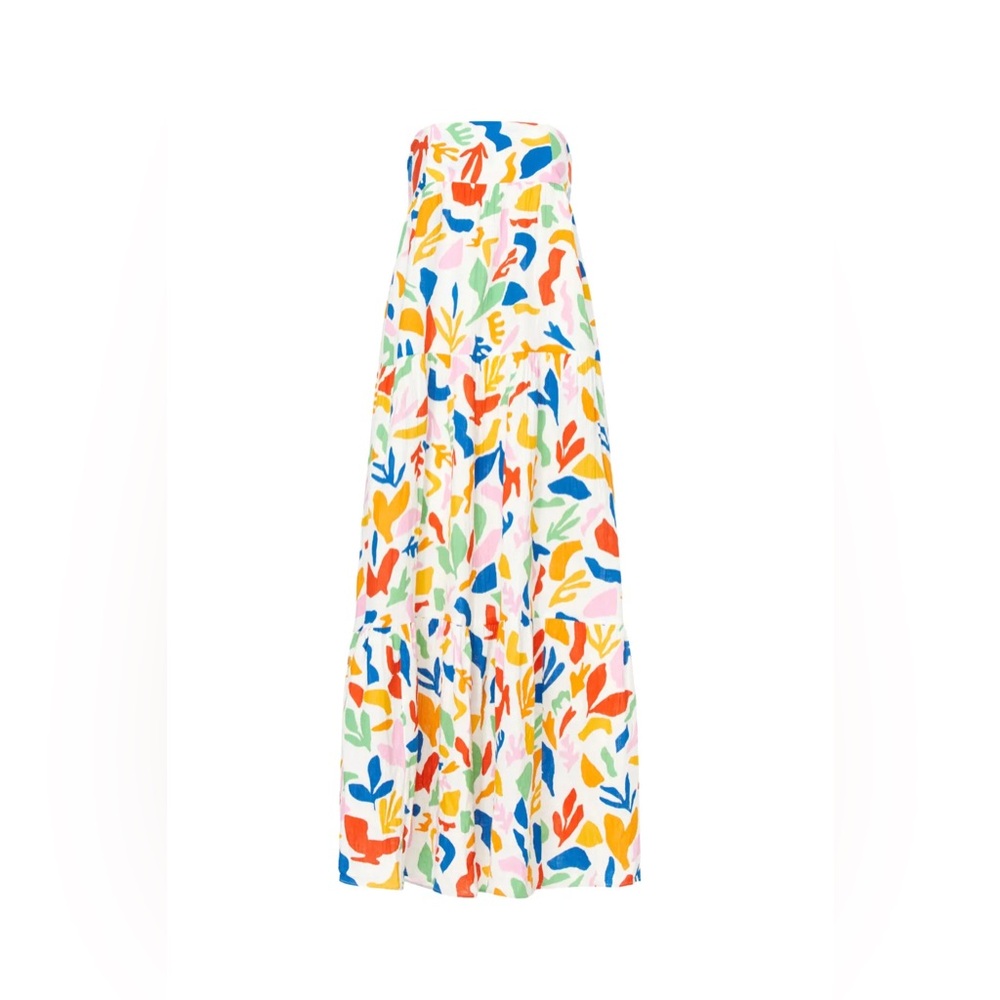 Show Me Your MuMu Strapless Maxi Dress in Multicolor Floral on White